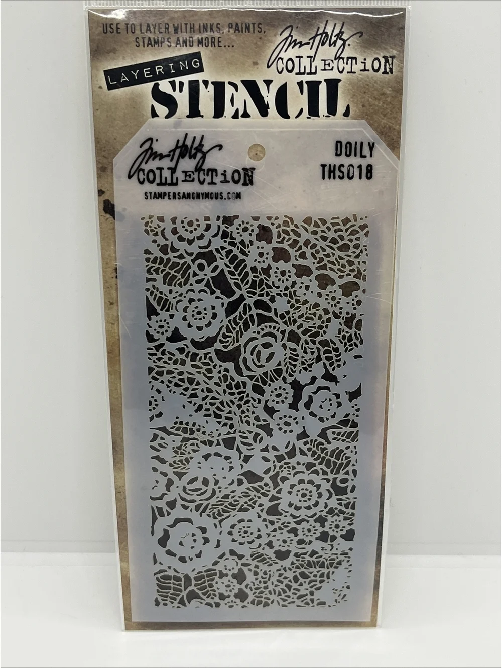 Tim Holtz Layered Stencil 4.125 Inch X 8.5 Inch-Doily Flowers Lace THS018